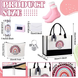 Geiserailie 8 Pcs Speech Language Pathologist Gifts Includes Thermal Cup Tote Bag Cosmetic Bag Pouch Socks Keychain Card and Envelope for Women Speech Pathology Gifts