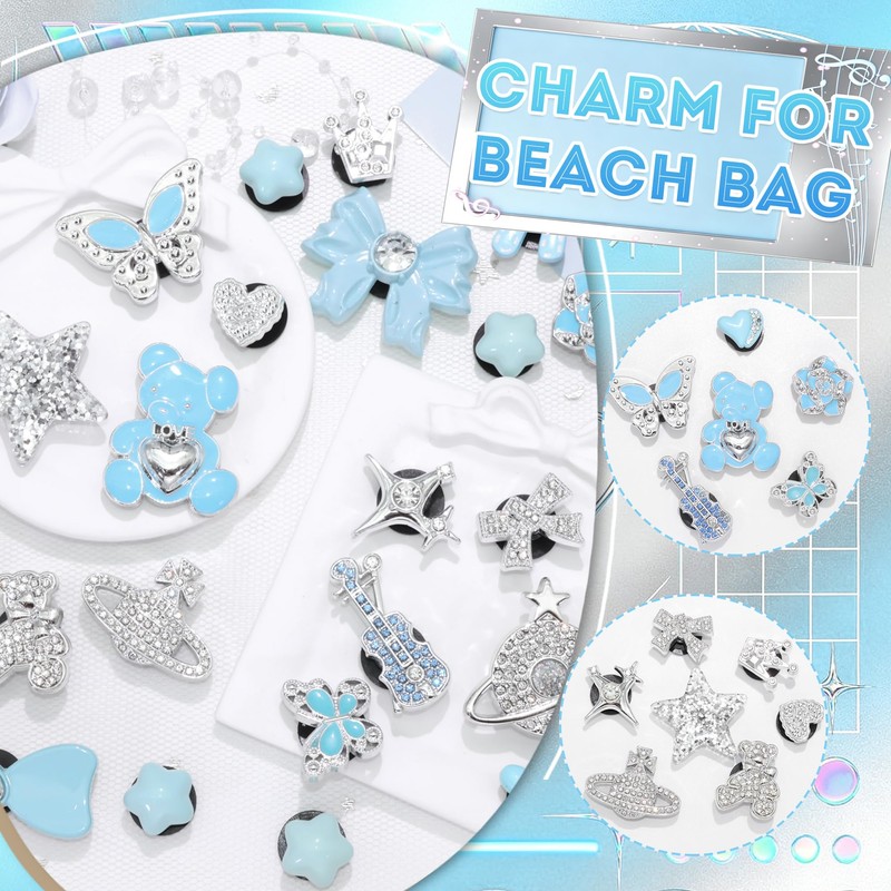 Blue Charms for Rubber Bag 23PCS Y2K Star Charms for