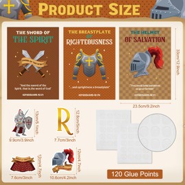 40 PCS Armor of God Poster Bulletin Board Decorations Religious Christian Bible Verse Medieval Knight Poster Board Cutouts for Teachers Jesus Church Sunday Classroom Wall Decor