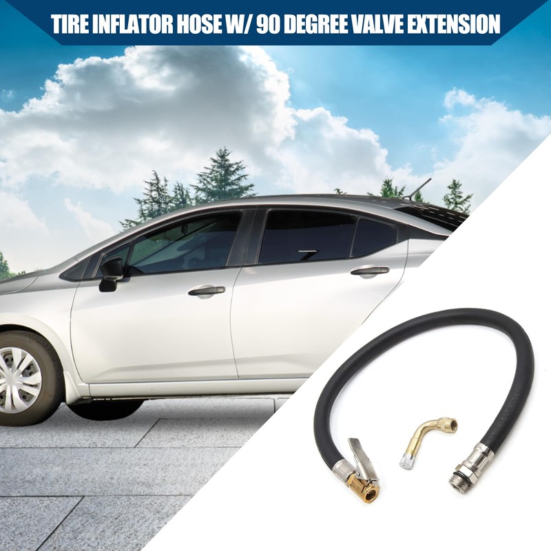 Hihaha Thread Dia Tire Inflator Hose W/ 90 Degree Valve