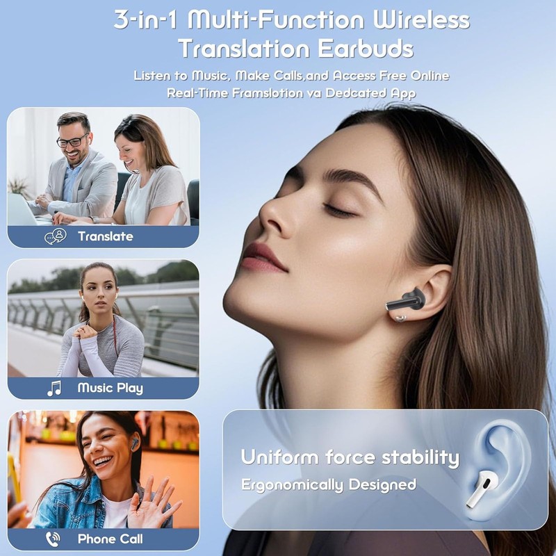 Dpofirs AI Translation Earbuds, 3 in 1 BT5.4 Noise Cancelling
