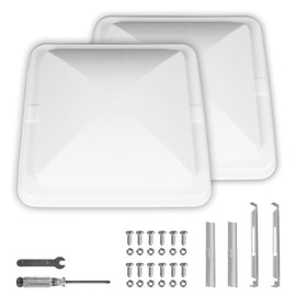 Jack Boss 2 Pack Set RV Vent Covers for Roof, 14 Inch Replacement Camper Vent Lid for Trailer and Motorhome, 14" x 14" x 3.25" White