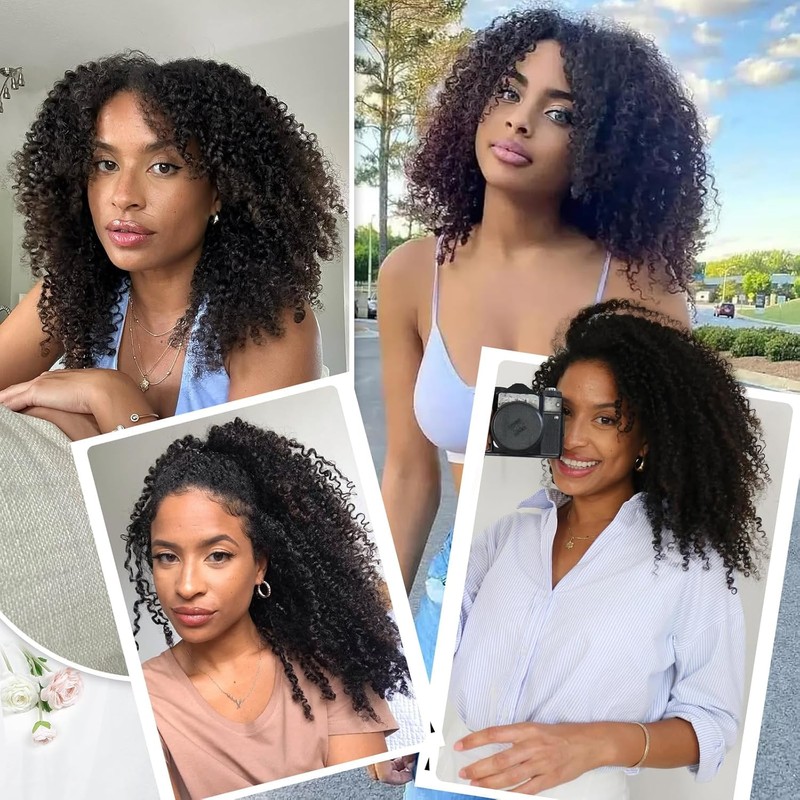 Curly Clip in Hair Extensions for Black Women 6PCS Protein