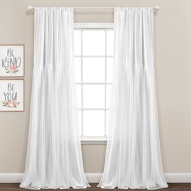 Lush Decor Tulle Skirt Solid Window Curtain Panel Pair, 84" L x 40" W, White