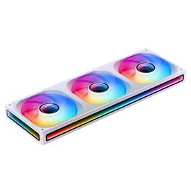JONSBO ZB-360WR (Reverse) PC Case Fan, Reverse Blade Silent Computer Fan with Axis & 4-Sides Infinity Mirror, All-in-One, Single Frame Unit with 3x120mm ARGB Fans, PWM 2400RPM, 28MM Thick,White