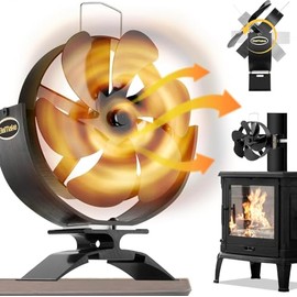 Wood Stove Fan, 5 Blade fireplace fan, Heat Powered Stove Fan with Aviation Grade Aluminium, Stove Fans Non-electric for Wood/Log Burner/Fireplace, Ultra Quiet Circulating Warm Air Saving Fuel