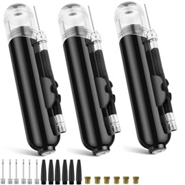 BROTOU Ball Pump, Dual Action Inflate Air Pump with 3 Needles and 2 Nozzles for Soccer Ball, Basketball, Volleyball, Balloons, Bikes (Black, 3PCS)