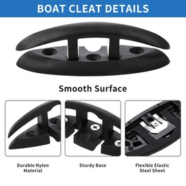 A.I.FORCE 4-Pack 5″ Marine Grade Folding Boat Cleats – Flip-Up Dock Mooring Rope Cleat Set with Long & Short Screws, 2-Hole Design for Boat, Kayak, Motorboat, Deck, Black