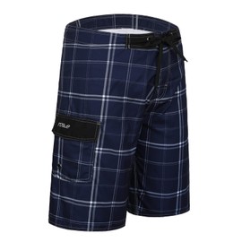 Nonwe - Bermudas de playa para hombre resistentes y ligeras Shorts con forro, Deep Blue(plaid), 30