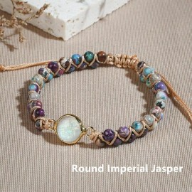 Unbranded To My Daughter Mother Grandma Gift Opalite Sea Sediment Jasper Braided Bracelet