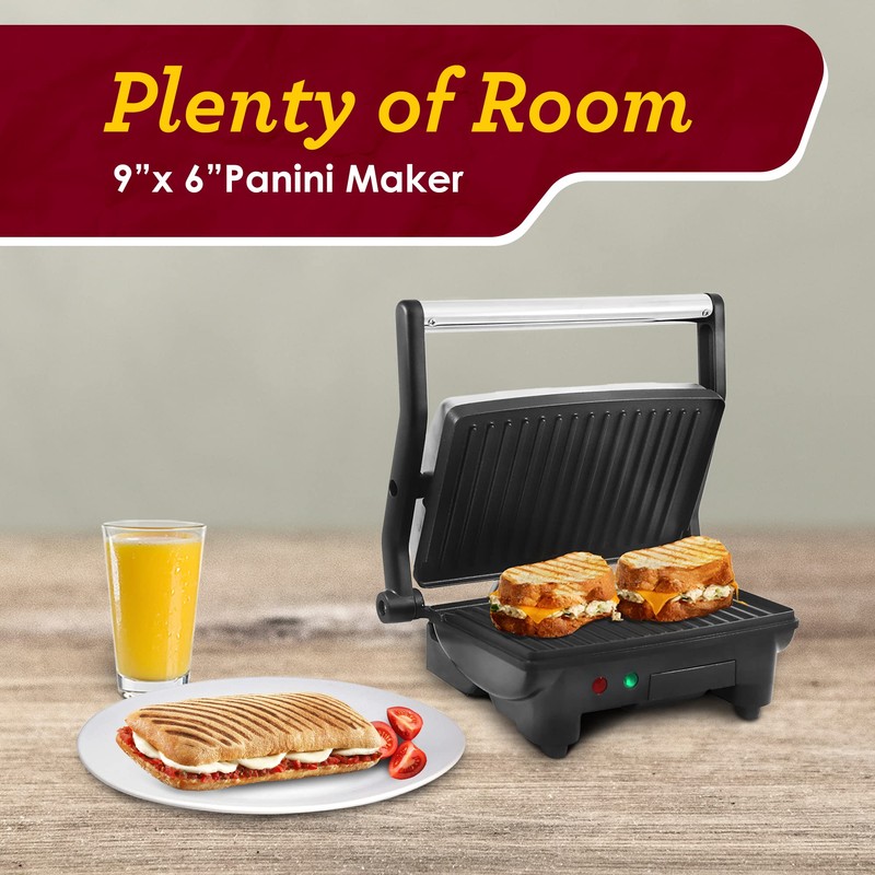 Elite Gourmet EPN-2976 2-in-1 Nonstick Panini Press & Indoor Grill,