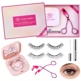 Unbranded Dual Magnetic Eyelashes, Magnetic Eyelashes without Eyeliner 4D Natural Look Reu