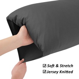 Stretch Pillowcases - Micro Jersey Knit & Ultra Soft, Standard Size - Set of 2 Pillow Cases, Dark Gray