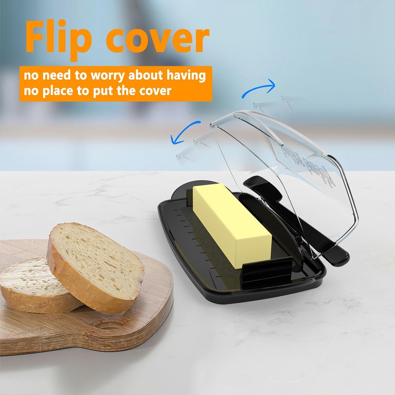 Butter Dishes with Lid for Countertop Refrigerator, Plastic Butter Dish