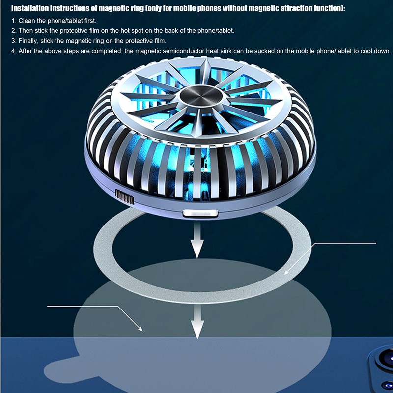 Magnetic Mobile Phone Cooling Fan Semiconductor Radiator Rechargeable Controller Mini