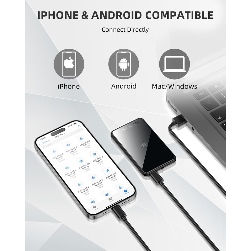 128GB(9200Hour) Voice Recorder, 3072Kbps Voice Activated Recorder,Audio Recorder with Magnetic