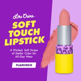 Lime Crime Soft Touch Comfort Matte Lipstick, Flamingo (Neutral Medium Pink) - Flirty Retro Shades - Full-Coverage Long Lasting, Lip Lining & Soft Formula for All-Day Wear - Talc-Free & Paraben-Free