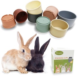 Mooydee 8 Pcs Stacking Cups for Rabbits Guinea Pig Reusable Multi-Colored Bunny Toys Rabbit Toys of Different Sizes, Safe Plastic Nesting Toys for Bunny Small Animals Hiding Food and Playing