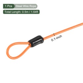 YOKIVE 2 Pcs Security Steel Cables, Coated Baggage Lock Wire Rope with Double Loop | Great for Luggage, Bicycles, Doors (Orange, 2.5mmx0.5m)