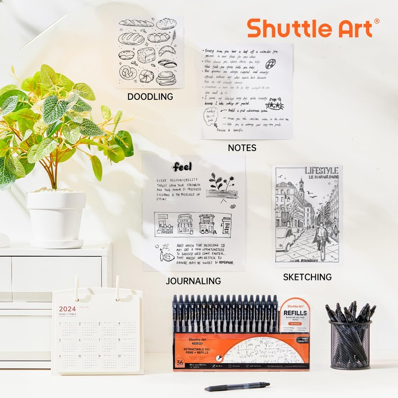 Shuttle Art Gel Ballpoint Pens, Gel Pens, Gel Ink, Clickable,