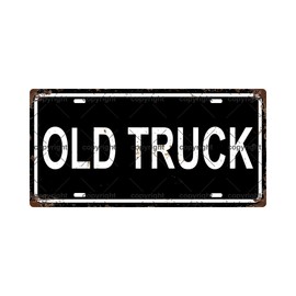 OLD TRUCK Vehicle Vintage Metal Tin Sign License Plate Bar Cafe Garage Cave Home Room Wall Bathroom Farmhouse Garden Porch Patio Decor, 12 x 6 Inch