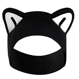 Diadema de buceo con orejas de gato, diadema de natación para mujeres y niños, capucha de neopreno de 2 mm, mantiene el agua fuera, sujeta los tapones para los oídos, tapones seguros para los oídos para buceo, esnórquel, natación, surf (negro)