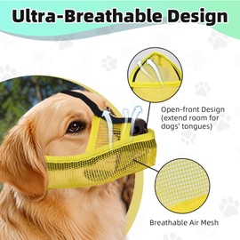 JOYPAWS Soft Dog Muzzle for Small Medium Large Dogs Long Snout Breathable Air Mesh Drinkable Pet Muzzle to Prevent Biting Chewing with Adjustable Straps Anti-Barking Licking (Yellow, S)