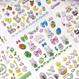 Rabbit Egg Nail Art Sticker Colorful Nail Decals Cartoon Nail Stickers Self Adhesive with Design Easter Nails Charm for Women Kids DIY Manicure Decoration Supplies 30 Sheets