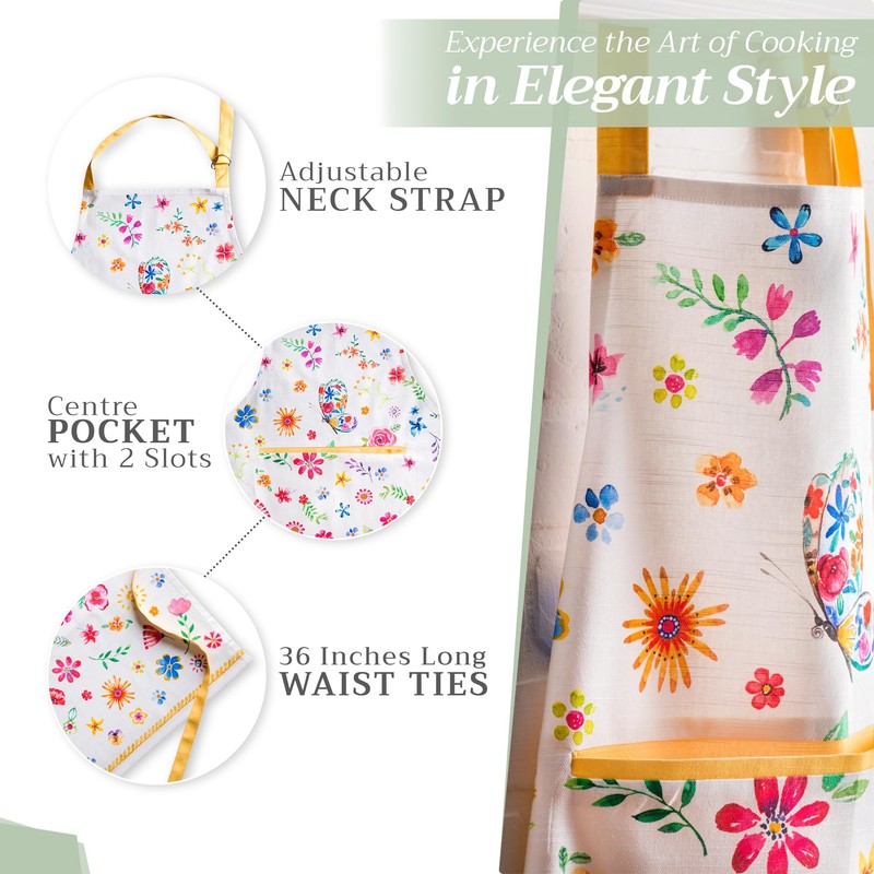 Maison d'Hermine 100% Cotton 1-Piece Kitchen Apron with Adjustable Neck