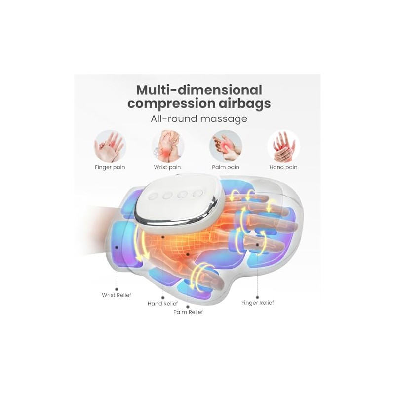 Hand Massager Airbag,Hand Warmer for Arthritis&Air Compression Hand Massager,3 Massages/3