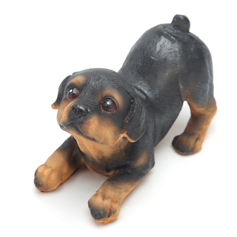 4Pcs/Set Mini Cute Puppy Dog Statue Sculpture Ornaments Resin Craftwork
