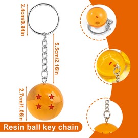 DEZP 1 x anime keyring, 3D dragon ball keyring, dragon ball key ring for children, keychain with cartoon motif, dragon ball, stars, merch (4 stars), multicoloured, M