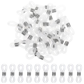 50 Pieces Eyeglass Chain Ends Adjustable Rubber Spectacle End Connectors Anti Slip Rubber Connector Eyeglass Chain Connector Glasses Chain Rubber Loops For Glasses Strap Holder (White And Silver)