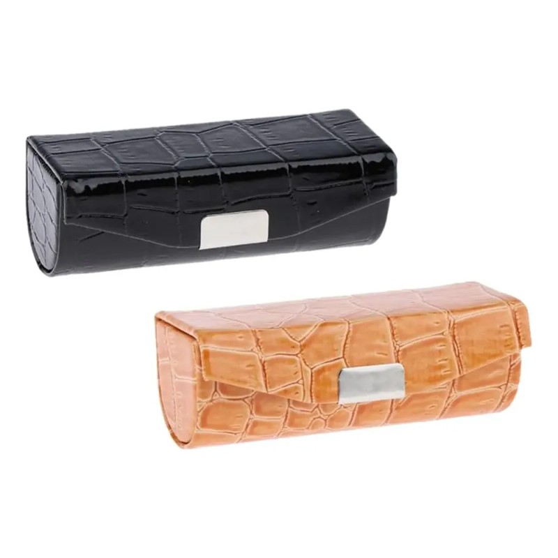 2x Estuche De Lápiz Labial Individual De Negro Y Naranja