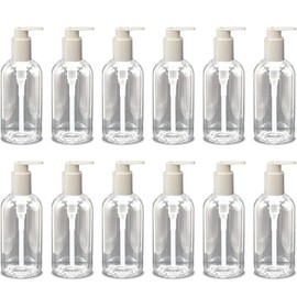 Nature's Will Empty Bottles with Pump Dispenser 16oz Refillable Clear Plastic for Shampoo, Lotions, Liquid Soap, Oil and Creams (12)