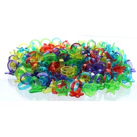 Rhode Island Novelty Plastic Glitter Rings, 144 Assorted Colors and Designs