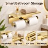 Wall Mounted Double Toilet Paper Holder with Shelf, 304 Stainless