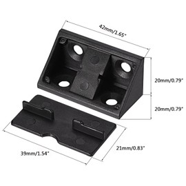 TA-VIGOR 50Pcs Plastic Corner Braces, Shelf Cabinet Door 90 Degree 4 Holes Angle Brackets 42 x 20 x 20 mm with Cover Cap for Reinforce Right Angle Corner Joints of Drawers Furniture