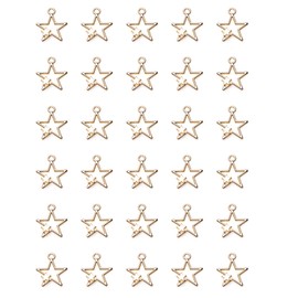 Ruwado 30 Pcs Double Stars Charms Metal Gold 1 x 0.87 Inch Large Pendants Connectors Kits Accessories for Jewelry Making Kit Earring Keychain Crafting Project Finding Supplies (Gold)