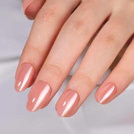 MOYOU LONDON Gel Press On Nails - Elegant Short Almond Shape, Long-lasting & Comfortable Soft Fake Nails with Glue, Reusable Natural Stick On Nails for Women, 32 Pcs in 16 Sizes