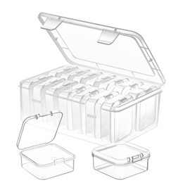 NIXRET Storage Box with Lid, Small, Mini Sorting Boxes, Plastic, Transparent, Really Useful, Plastic Box for Jewellery, Crafts and Accessories, Pack of 15