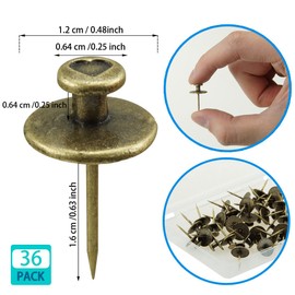 36 PCS Double Headed Thumb Tacks Push Pin for Picture Hanging, Wall Nails for Hanging, Nails for Wall Decor, Picture Hangers (Bronze)