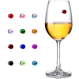 Boao 12 Pieces Wine Charms Stemless Glasses Markers Colorful Crystal Magnetic Drink Markers Wine Glass Charm Identifiers for christmas Champagne Flutes Cocktails Drinks Bar Party Wine Martinis Glass