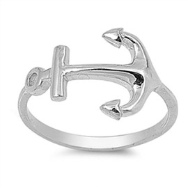 CloseoutWarehouse 925 Sterling Silver Anchor Ring Size 10