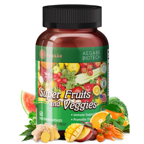 Fruits and Veggies Supplement, Made from 36 Superfood Ingredients,2 Months Supply Per Bottle, Improves Constipation, Gut & Digestive Health, Multivitamins, Minerals, Supports Balanced Nutrition
