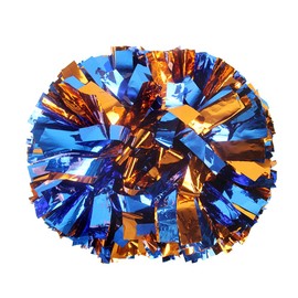 Lovecheer 2PCS Blue and Orange Metallic Cheer Poms with Handles for Dance Party Sports Spirits