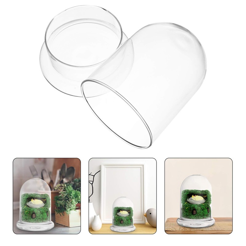 Angoily Decorative Glass Display Dome Cloche- 6in Height Clear Cloche