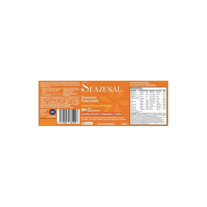 Summer Essentials | Advanced Vegan Multivitamin with Magnesium, Vitamin C,