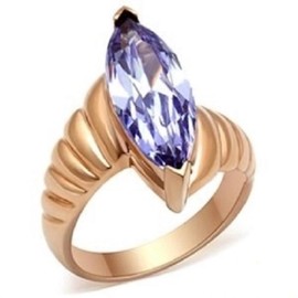 YourJewelleryBox 139 Rose Gold Stainless Steel Amethyst Purple Simulated Diamond Ring Marquise Size N USA 7
