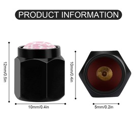 Muishi Pink Cow Print Tire Valve Stem Caps, Aluminum Black Stem Tire Valve Caps Universal Stem Covers for Cars, SUVs, Trucks, Bikes, Motorcycles, Bicycles (4 Pack)